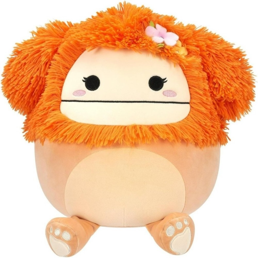 Squishmallows SHASTA Peach Bigfoot With Tropical Flower 12" Plush